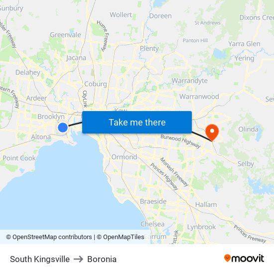 South Kingsville to Boronia map