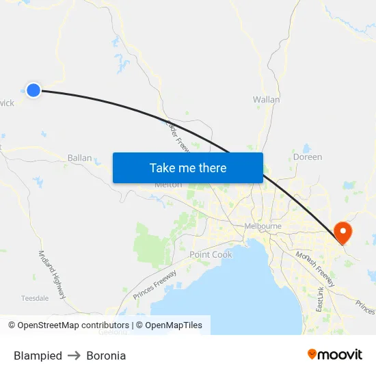 Blampied to Boronia map