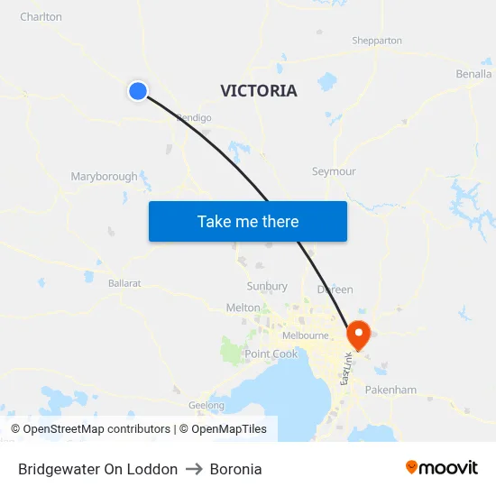 Bridgewater On Loddon to Boronia map