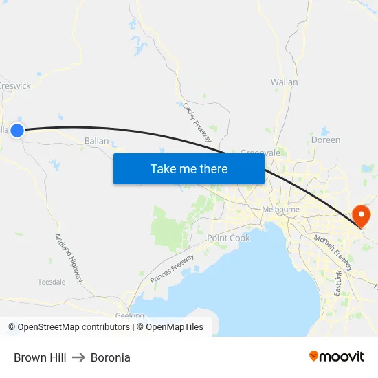 Brown Hill to Boronia map