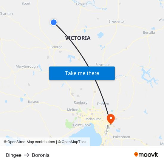 Dingee to Boronia map
