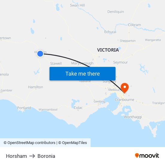 Horsham to Boronia map