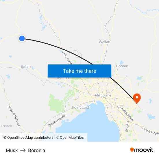 Musk to Boronia map