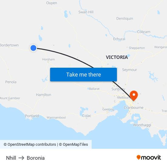 Nhill to Boronia map