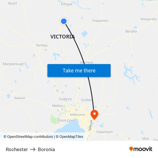 Rochester to Boronia map