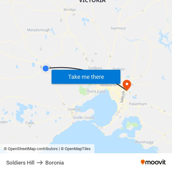 Soldiers Hill to Boronia map