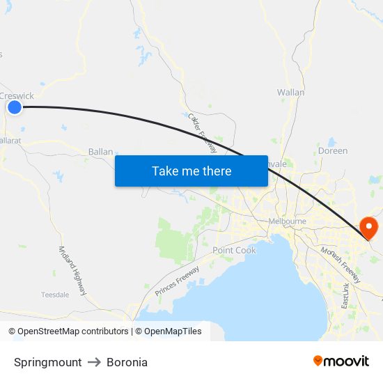 Springmount to Boronia map