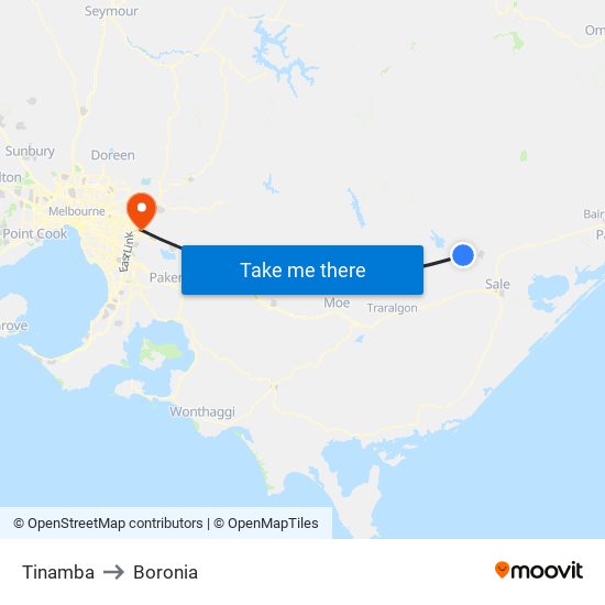 Tinamba to Boronia map