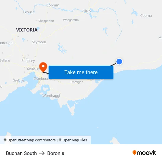 Buchan South to Boronia map