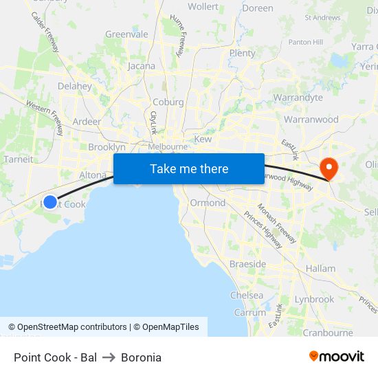 Point Cook - Bal to Boronia map