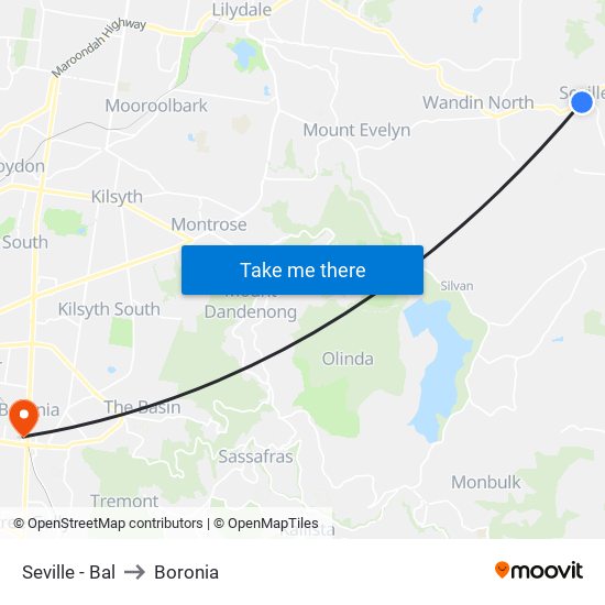 Seville - Bal to Boronia map