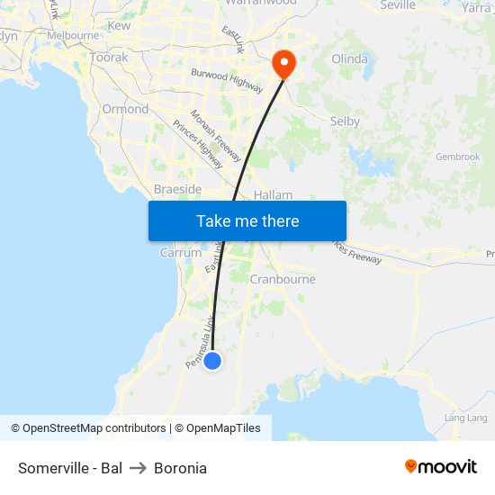 Somerville - Bal to Boronia map