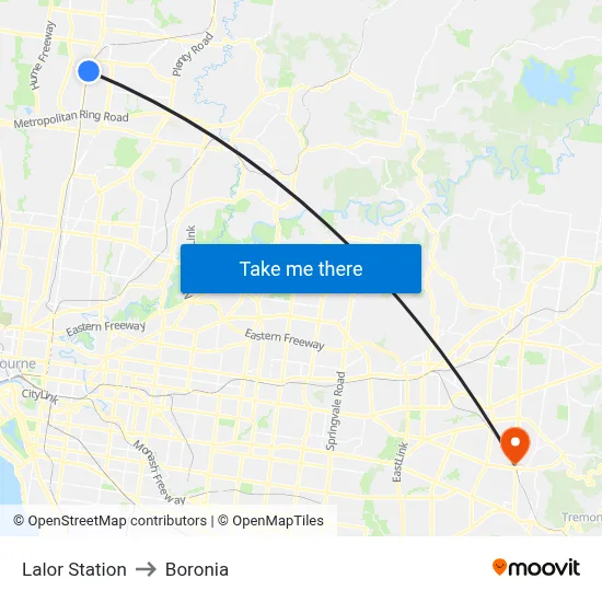 Lalor Station to Boronia map