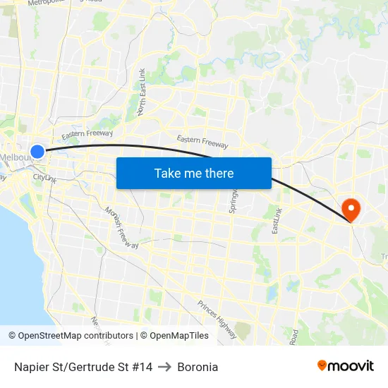 Napier St/Gertrude St #14 to Boronia map