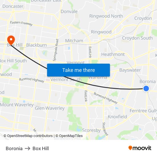 Boronia to Box Hill map