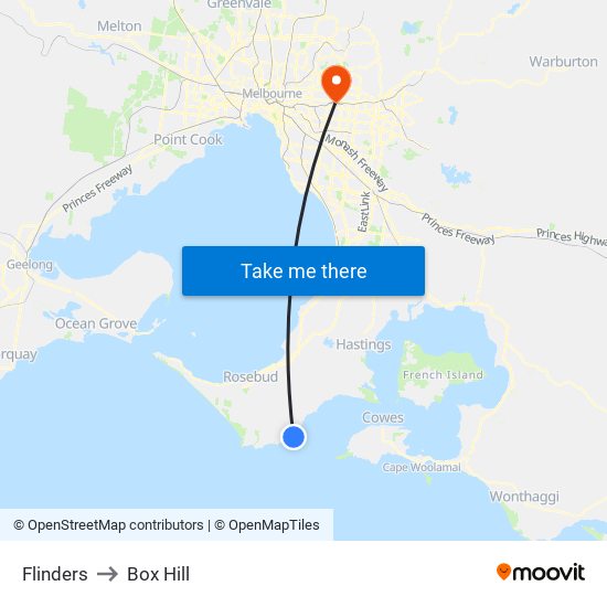 Flinders to Box Hill map