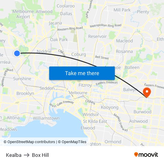 Kealba to Box Hill map