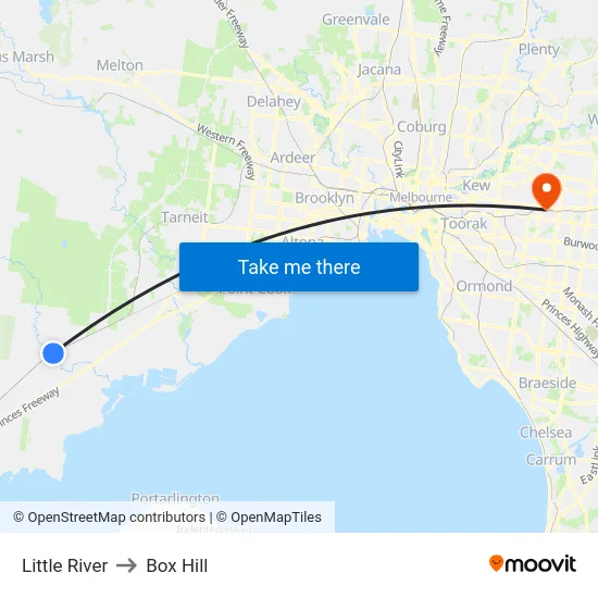 Little River to Box Hill map
