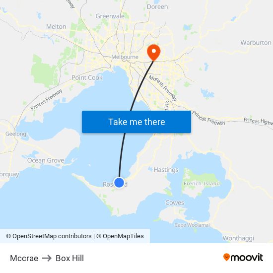 Mccrae to Box Hill map