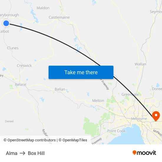 Alma to Box Hill map