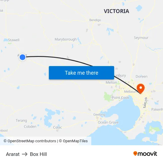 Ararat to Box Hill map