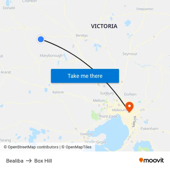Bealiba to Box Hill map