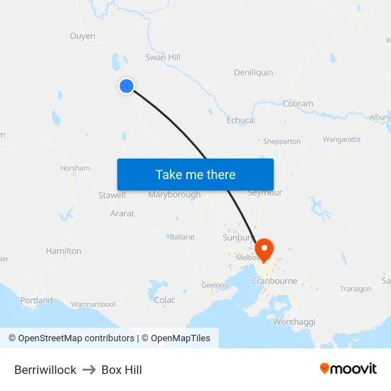 Berriwillock to Box Hill map