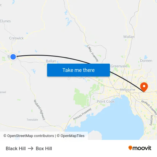Black Hill to Box Hill map