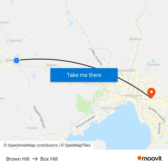 Brown Hill to Box Hill map