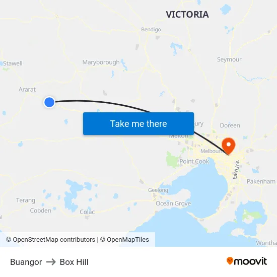 Buangor to Box Hill map