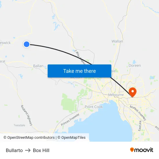 Bullarto to Box Hill map
