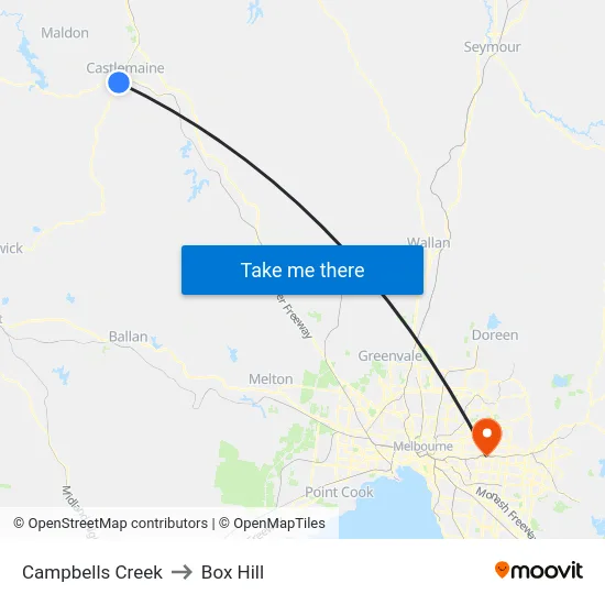 Campbells Creek to Box Hill map
