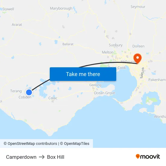 Camperdown to Box Hill map