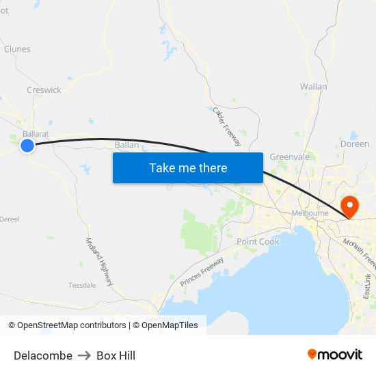 Delacombe to Box Hill map