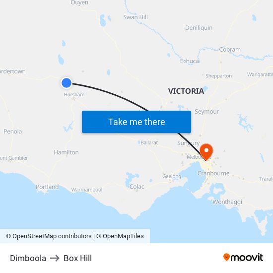 Dimboola to Box Hill map