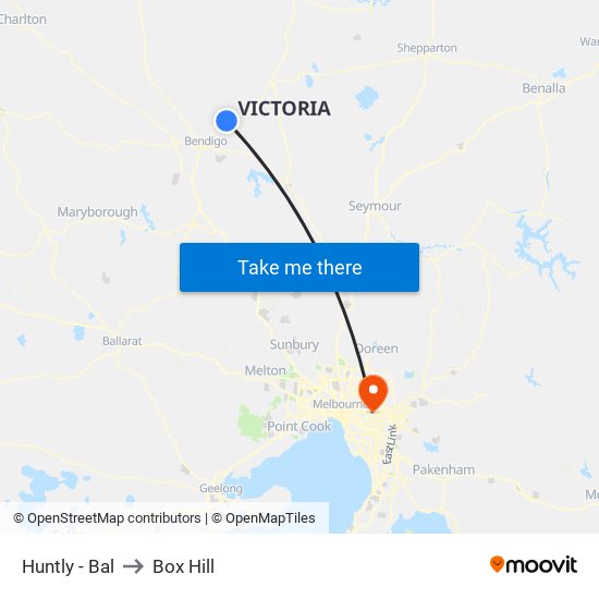 Huntly - Bal to Box Hill map