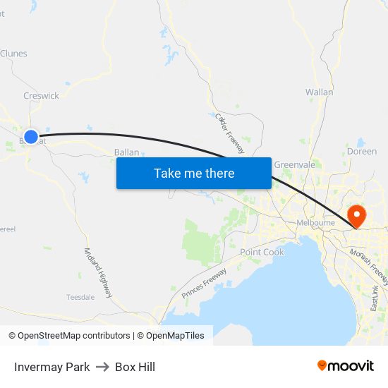 Invermay Park to Box Hill map