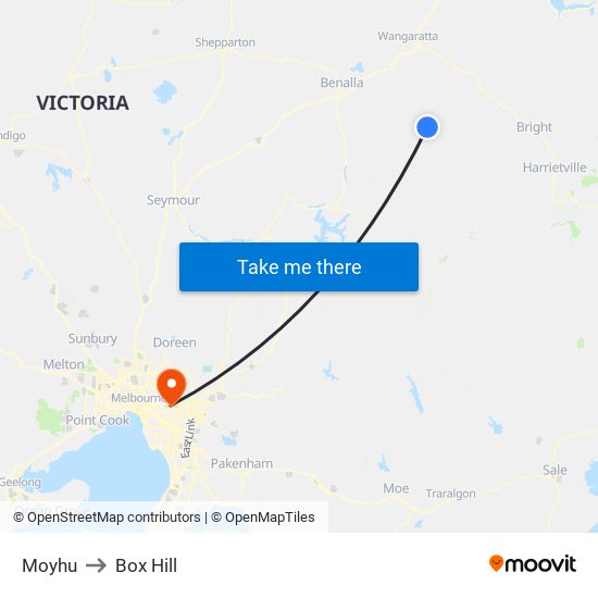 Moyhu to Box Hill map