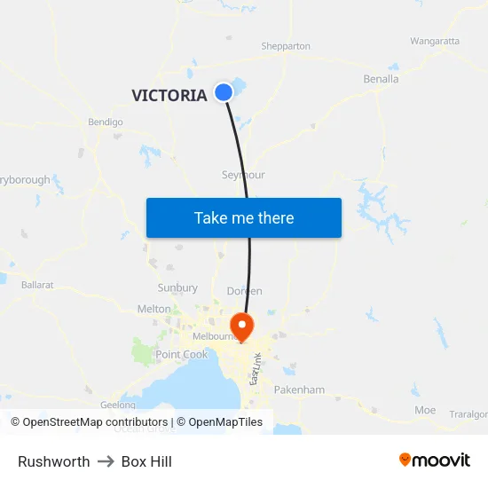 Rushworth to Box Hill map