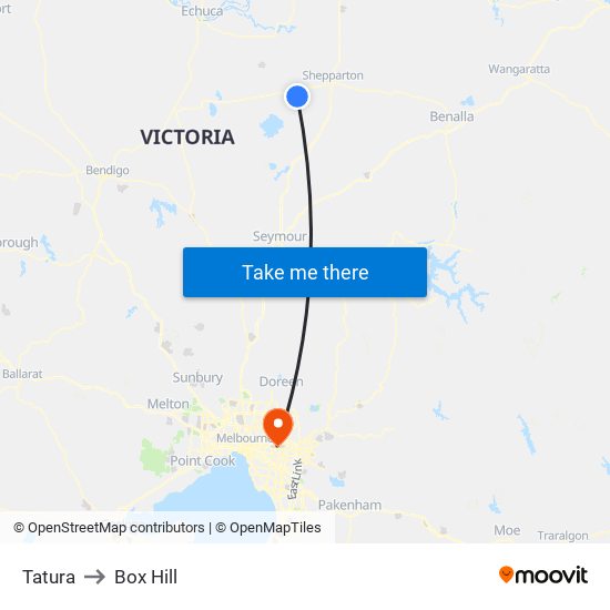 Tatura to Box Hill map