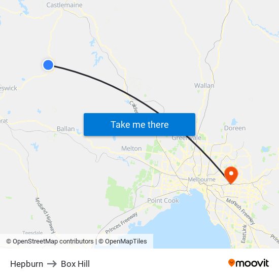 Hepburn to Box Hill map