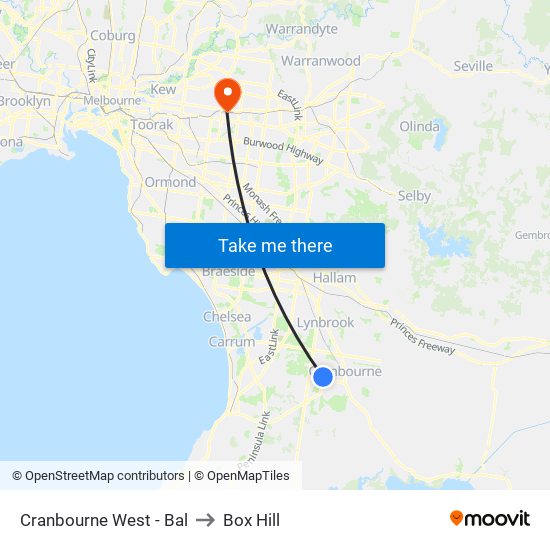 Cranbourne West - Bal to Box Hill map