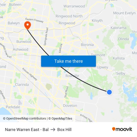 Narre Warren East - Bal to Box Hill map