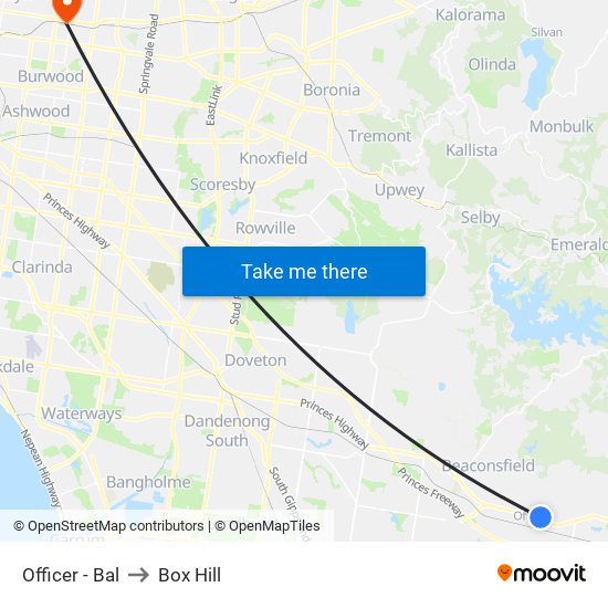 Officer - Bal to Box Hill map