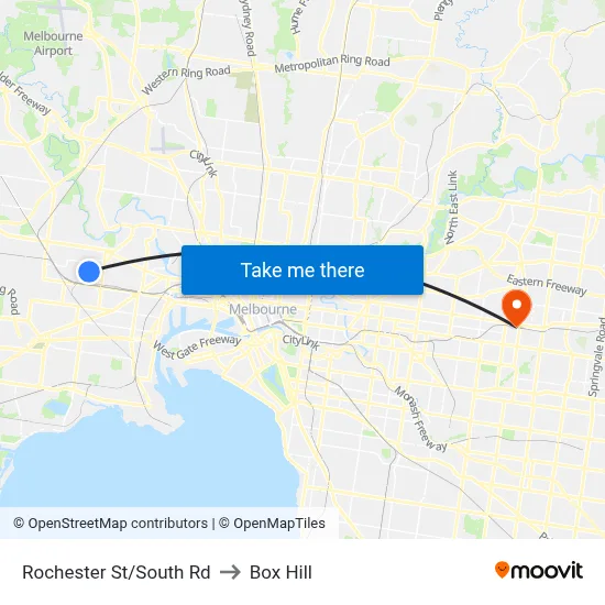 Rochester St/South Rd to Box Hill map