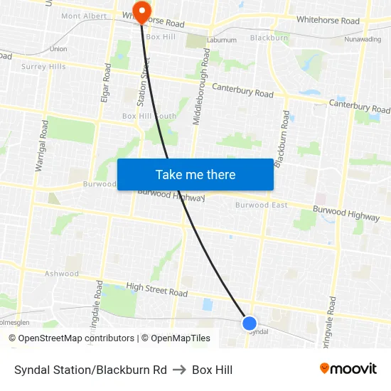 Syndal Station/Blackburn Rd to Box Hill map