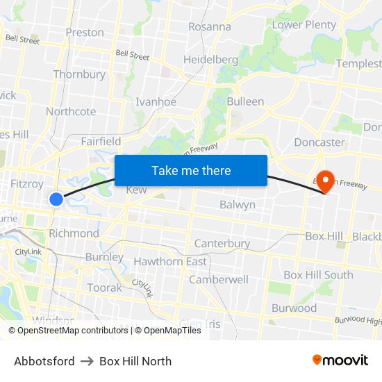 Abbotsford to Box Hill North map