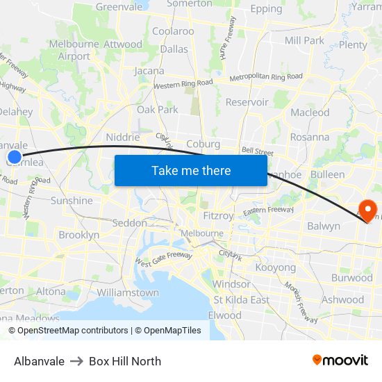 Albanvale to Box Hill North map