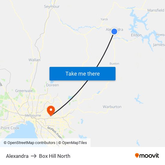 Alexandra to Box Hill North map