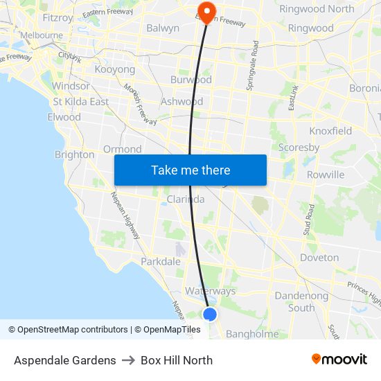 Aspendale Gardens to Box Hill North map